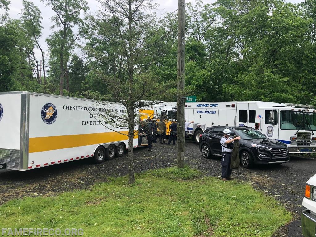 Chester County USAR working alongside Montgomery County USAR in Upper Salford Twp, Montgomery County