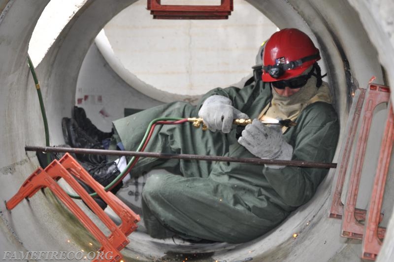 FF/Technician Mark McCarthy performs confined space burning at recent FEMA USAR SCT Course.